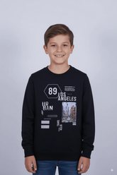 KIDS BLACK LOS ANGELES PRINTED SWEATSHIRT - Smgarment's
